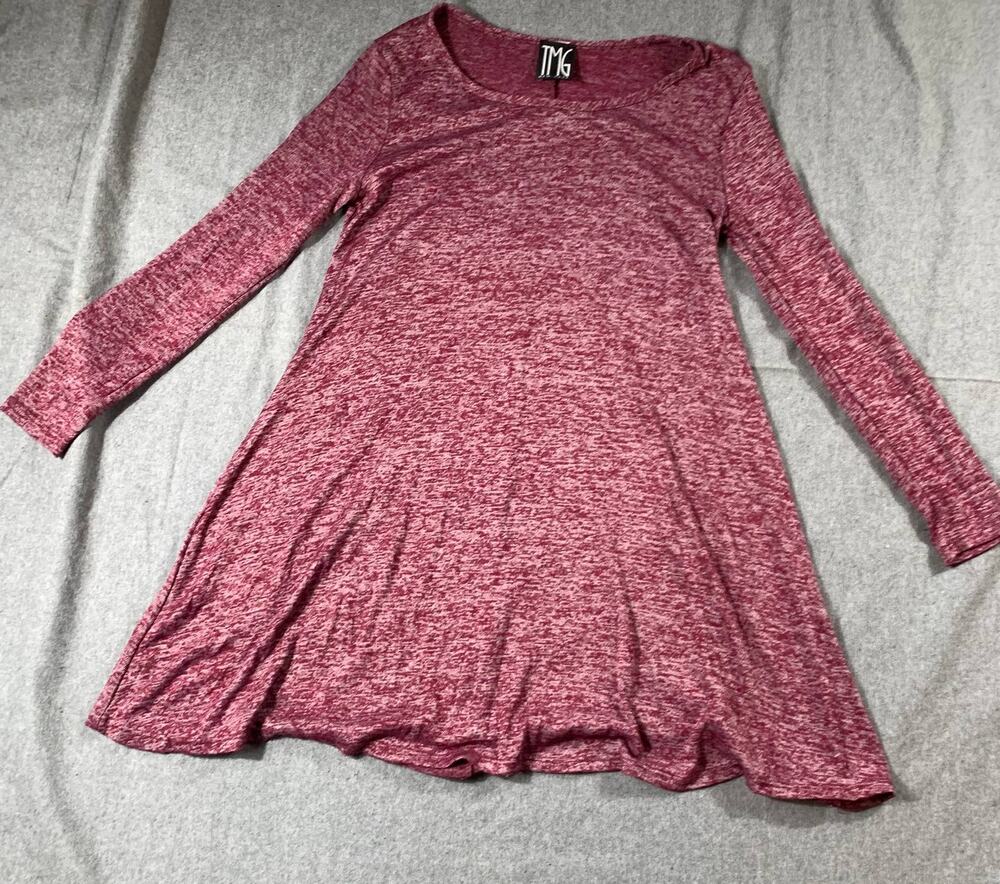 TMG New York Shirt Women Medium Maroon Red Long Sleeve Casual Shirt Dress Ladies